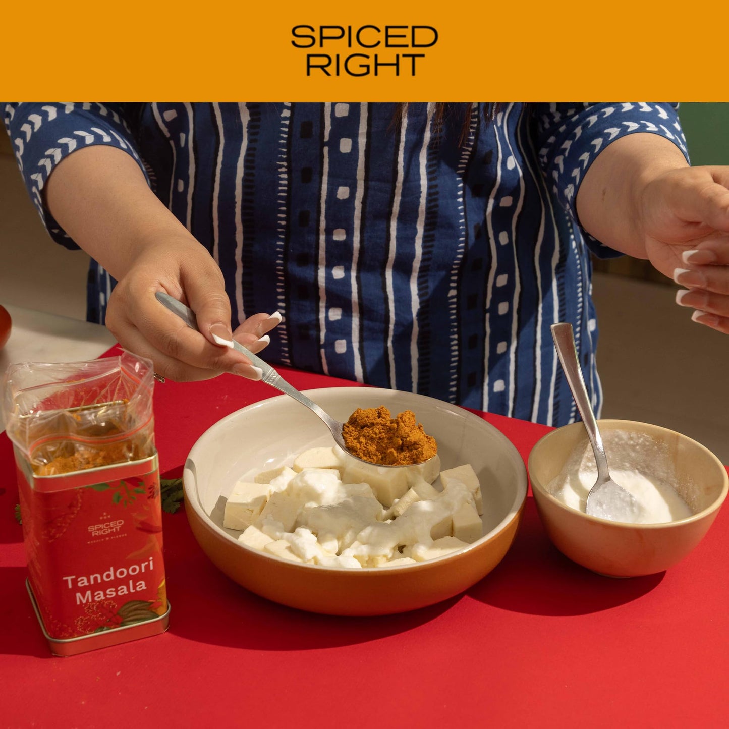 Spiced Right Tandoori Masala: 200g of Rich, Smoky Powder Masala with Garlic for Tikka, Tandoori Chicken & Paneer – Vibrant Red, Perfect for Marinating.