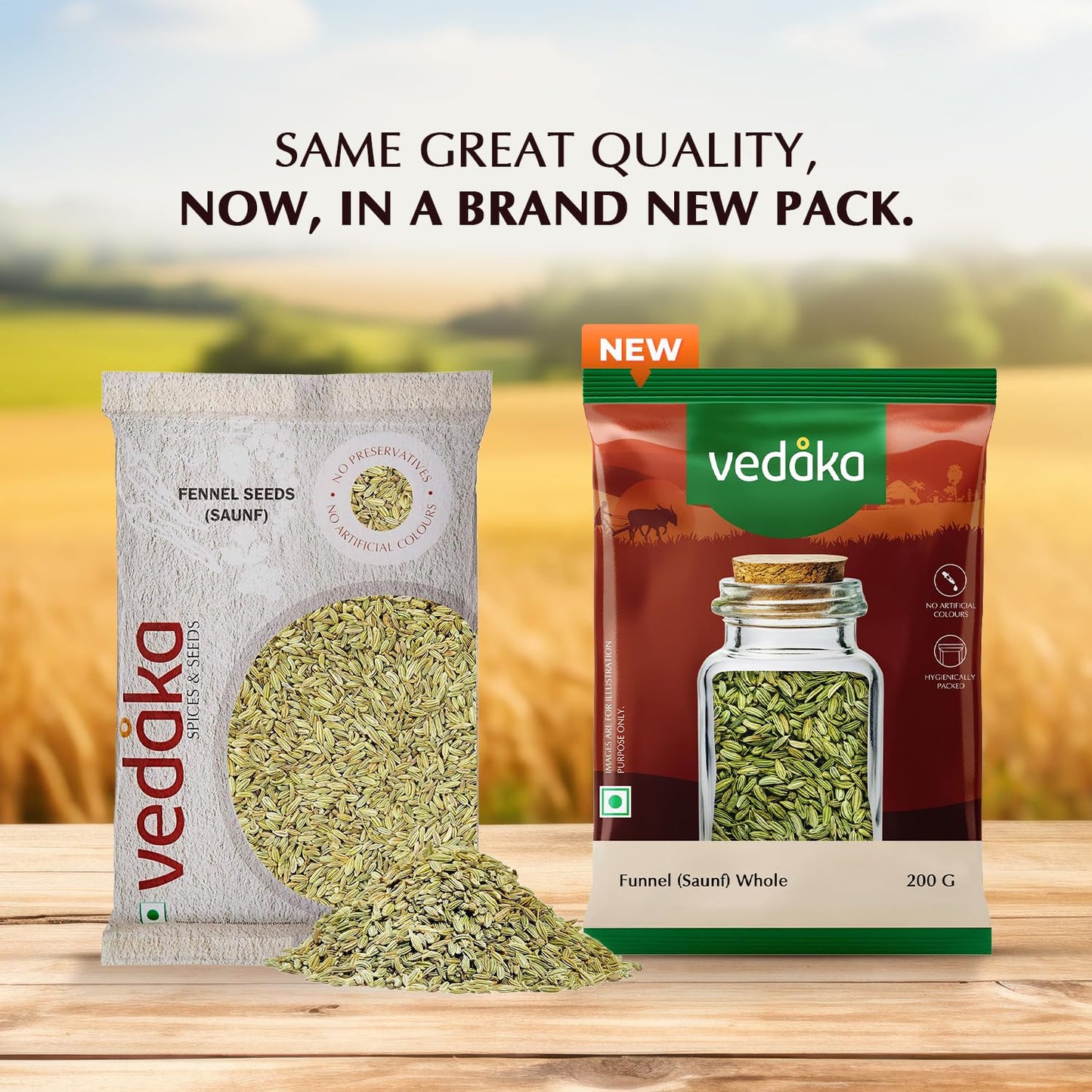 Amazon Brand - Vedaka Fennel Whole | 200 G | Saunf | No Added Colours or Preservatives