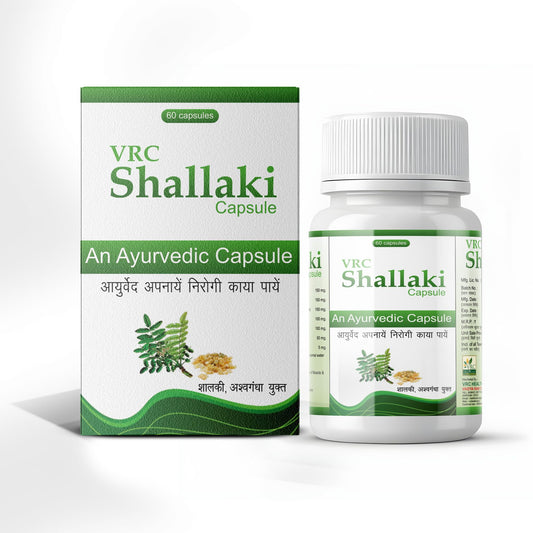 VRC Healthcare Shallaki Capsule | Ayurvedic Supplement for Knee, Back, Joint, Shoulder, Muscle Pain & Swelling | Reduces Pain, Stiffness, Swelling & Enhances Bone Strength | 60 Capsules