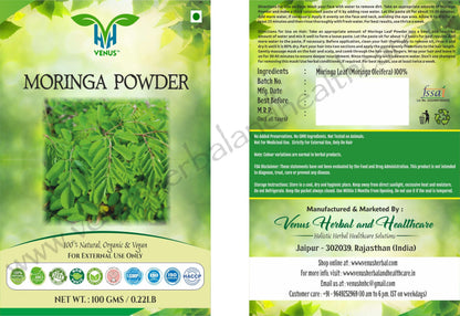 VENUS Unisex Moringa Leaf Powder For Hair Care | Natural - 100% Ground Moringa Oleifera Leaves (100 Grams)