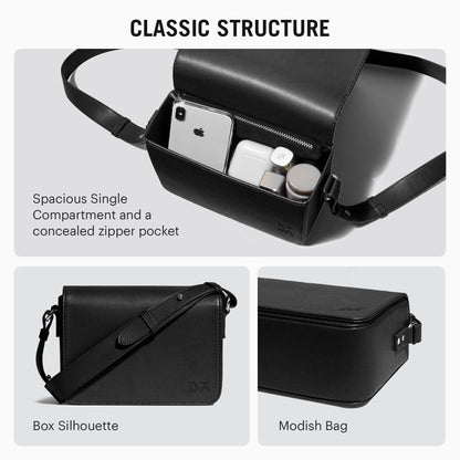 DailyObjects Sol Box Sling Crossbody Bag For Women, Girls|Durable Vegan Leather|Stylish Ladies Wallet Purse|Latest Women's Shoulder Handbag|Magnetic Flap Closure & Adjustable Wide Strap, Black