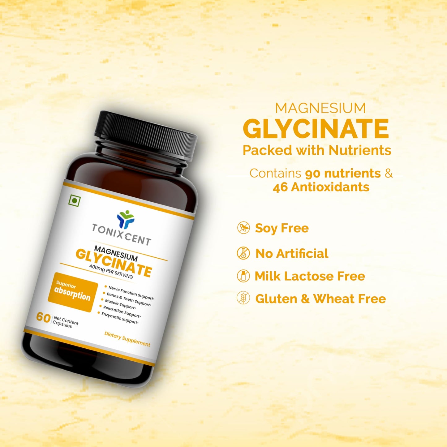 TONIXCENT Relax & Recover Combo – Magnesium Glycinate & Curcumin Capsules, 60+60 Vegan Capsules