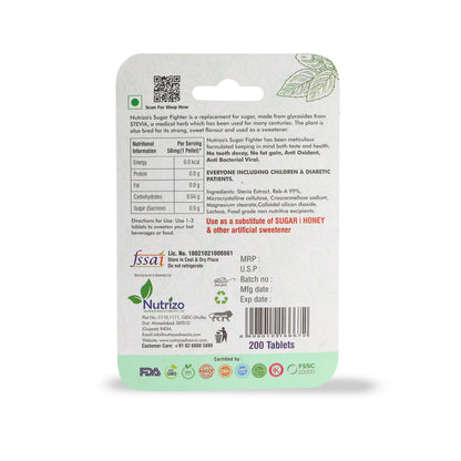 Sugar Fighter Stevia Tablets – Zero-Calorie Plant-Based Sweetener, 200 Tablets x 5, Pack of 5