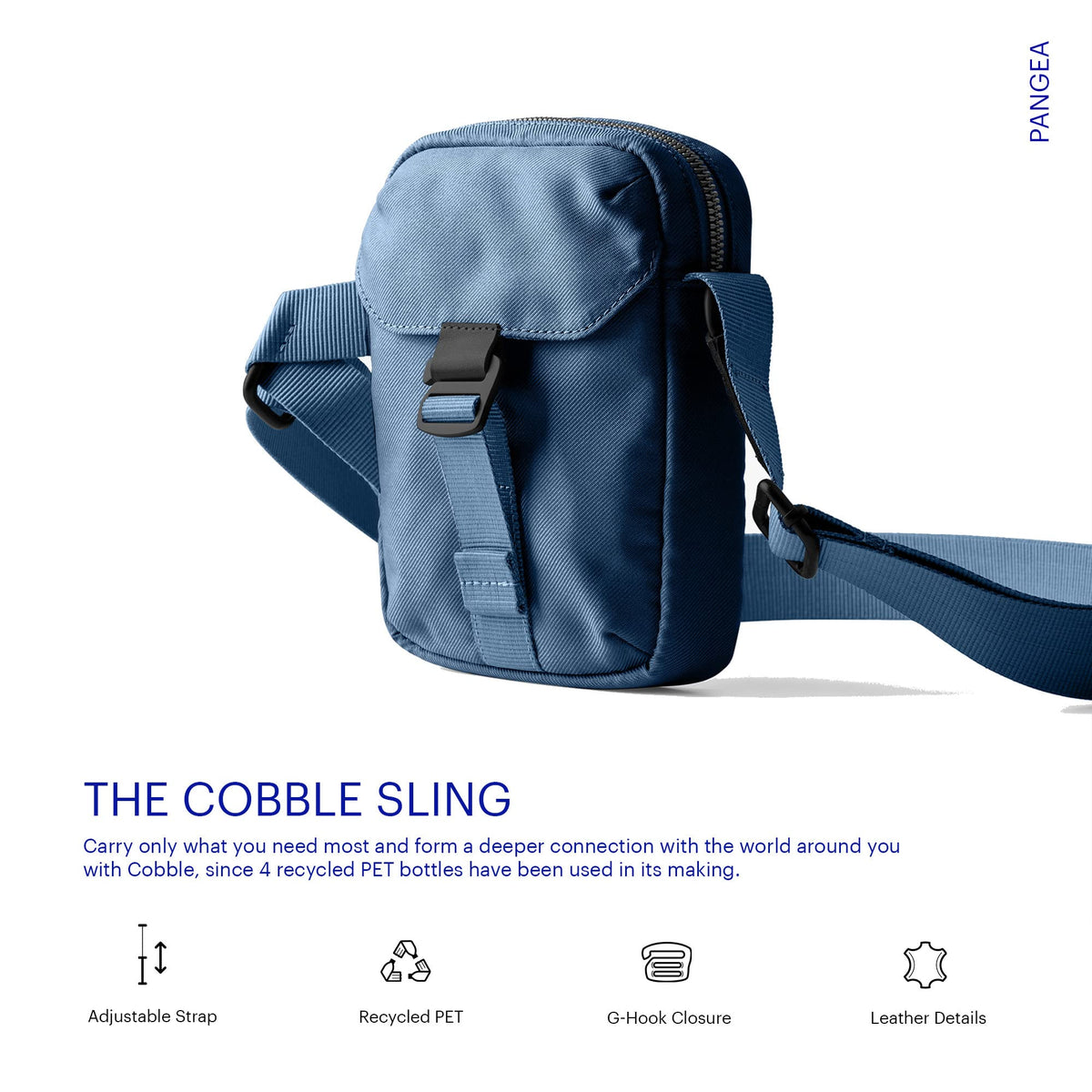 DailyObjects PET Deep Sea Cobble Sling Crossbody Bag for Men & Women I 100% Recycled from Used Plastic Bottles I Stylish, Durable, Travel Friendly Handbag with MultiIutility | Handcrafted In India