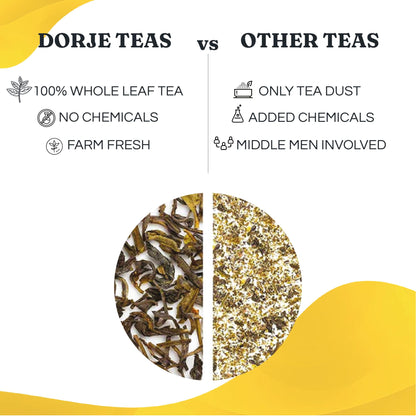 Dorje Teas Roasted Flush Darjeeling Black Tea | 100g (Pack of 1) | Selim Hill Estate | Rich & Bold Roasted Flavour | 100% Single Estate Whole Leaf | No Dust or Fannings | 40 Cups