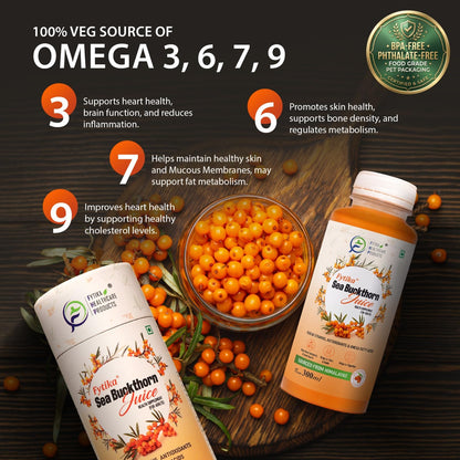 Fytika Sea Buckthorn Juice - 300 ML (PACK OF 1) | Pulp Concentrate Made for Your Total Body Care & Wellness | Rich in Vitamin C, Omega 3, 6, 7, 9 & Antioxidants | For Men & Women
