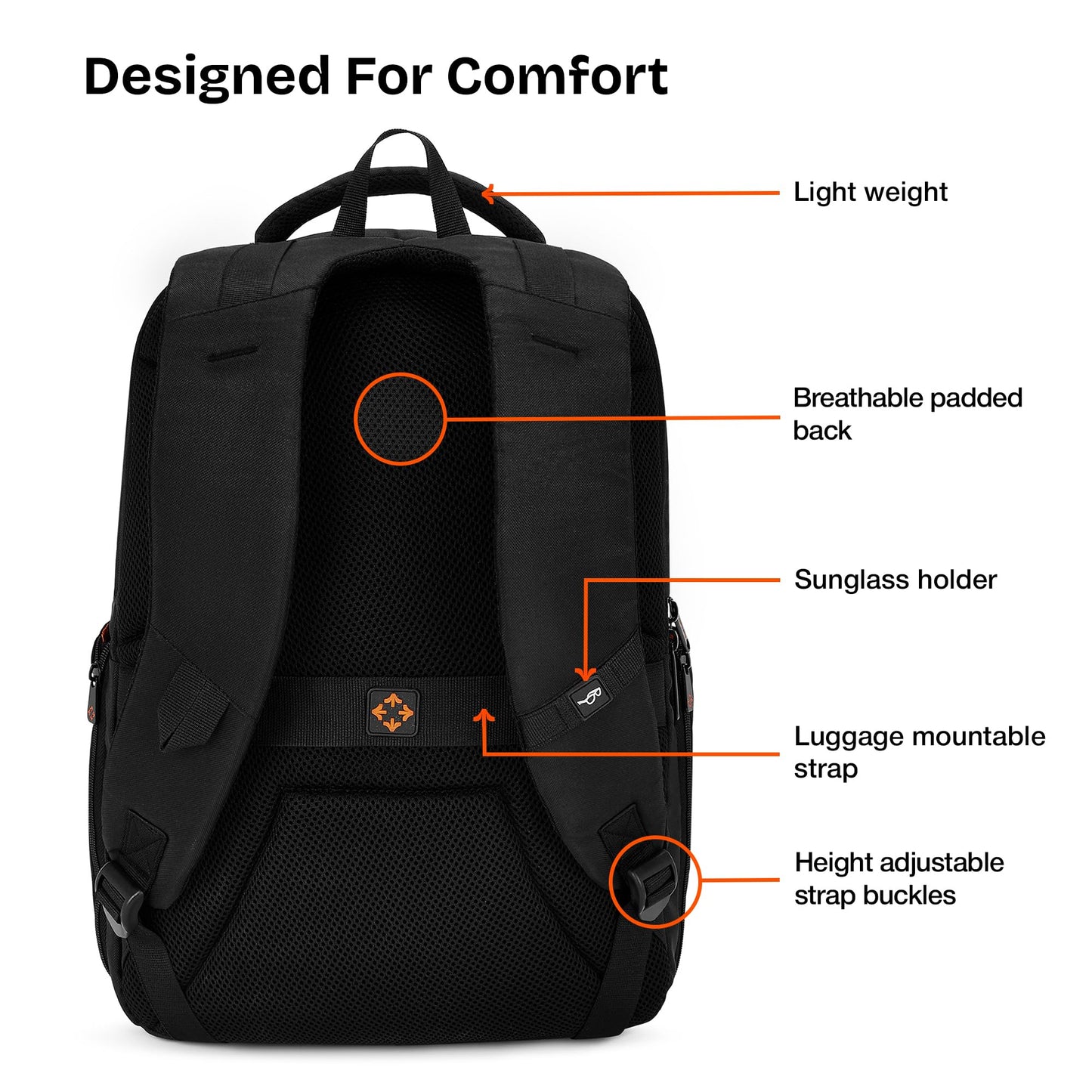 Nasher Miles Traverse Corporate Backpack | Premium Polyester & PU Laptop Backpack 24L | Ideal for Office, College, School & Travel | Men, Women, Boys, Girls (Black)