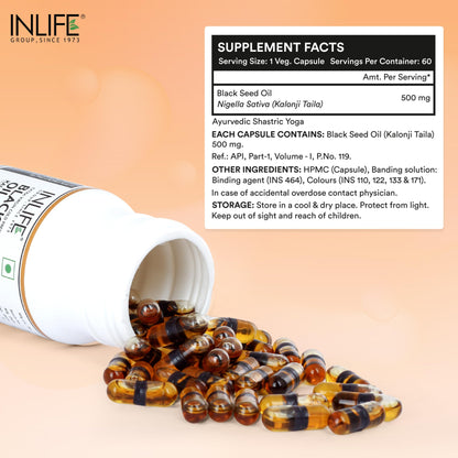 Inlife Black Seed Oil, Extra Virgin Cold Pressed, 500 mg - 60 Vegetaria- image 7