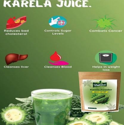 BhimBooti 100% Natural Karela Powder | Pure Herbal Ayurvedic Supplement for Face Pack, Skin, Blood Sugar Management, Liver Health & Digestion | Rich in Antioxidants & Nutrients & Detox – 100g