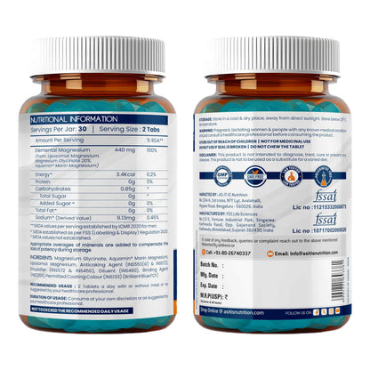 AS-IT-IS ATOM Triple Magnesium Tablets – 440mg Elemental Magnesium | Glycinate, Liposomal, Aquamin®| High Absorption | 60 Vegetarian Tablets | Supports Calm, Sleep & Muscle Recovery