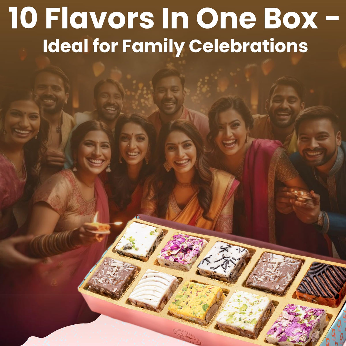 THE SWEET BLEND All Flavours Crunch Box 250g | 10 Unique Flavours of Crunchy Chocolate Mithai | Sweet Fusion Snack Bites for Raksha Bandhan - Rakhi