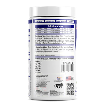 PreSure 2.0 HIGH PROTEIN HIGH CALORIE Whey Protein powder Vanilla Creme Flavore For Men And Women_(1000 GM)