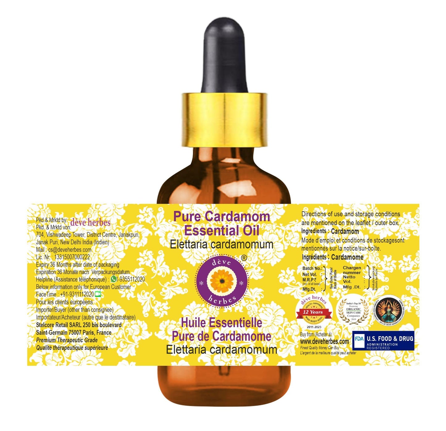 Deve Herbes Pure Cardamom Essential Oil (Elettaria cardamomum) with Gla- image 7