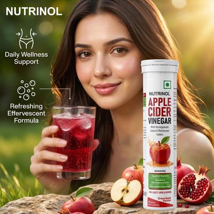 Knoll Healthcare Nutrinol Apple Cider Vinegar (ACV) Effervescent Tablets 500mg | Metabolism Booster & Appetite Control Support Vitamin B6 & B12 No Added Sugar | For Men & Women | 15 Tablets