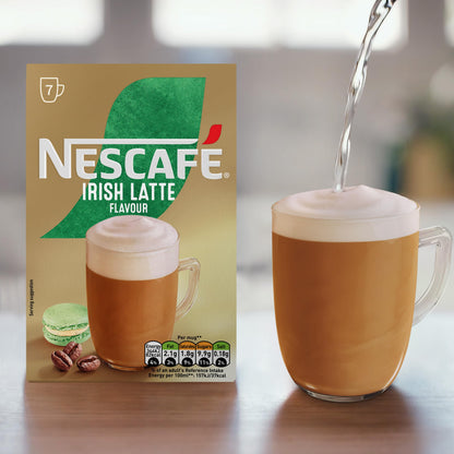 NESCAFÉ Irish Latte Instant Coffee 7 Sachets, 100percent Responsibly Sourced Coffee Pack of 1