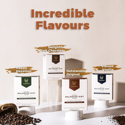 IncredaBrew Wellness Instant Coffee Powder - 20 Cups, Vitamin Rich Diet Coffee for Hot/Cold Coffee, Milk/Black Coffee | 20 x 2.2g Instant Coffee Sachets