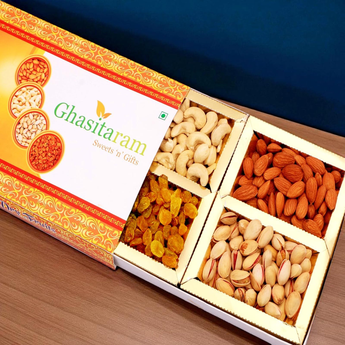 Ghasitaram Gifts Jaiccha Orange Dryfruit Box 200gms |Dryfruit Gift Hamper|Combo Pack Offer|Gift Pack| Dry Fruit Gift Pouch|Mix Nut|