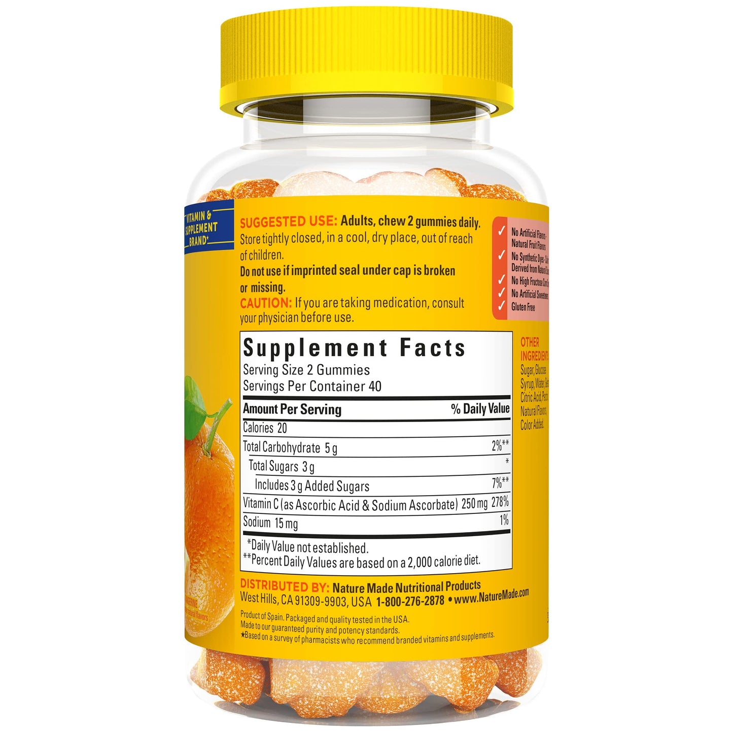 Nature Made Vitamin C Adult Gummies Tangerine, 80 Count