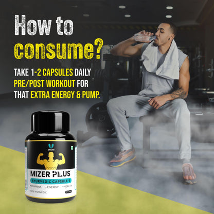 Varah Mizer Plus 60 Capsules | Supports Energy, Vitality, Stamina, Strength, and Muscle Growth with Natural Herbal Extracts for Daily Wellness and Active Lifestyle | Ayurvedic Formula for Men