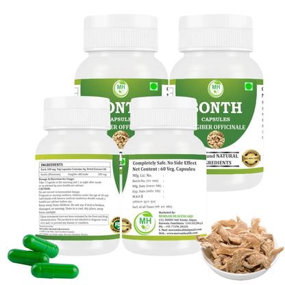 Morsan Healthcare SONTH Capsules – 60 Veg Capsules | Pure Dry Ginger Root Extract (Zingiber officinale) | Natural Ayurvedic Herbal Supplement | Pack of 4