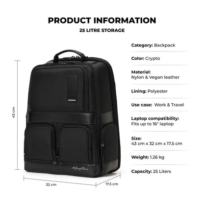 MOKOBARA The Terra Work Backpack 25L Premium Nylon 16" Unisex Laptop Backpack (Black)