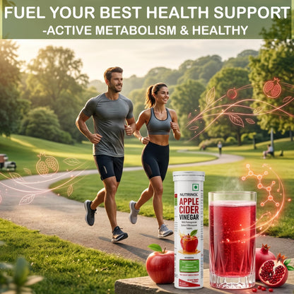 Knoll Healthcare Nutrinol Apple Cider Vinegar (ACV) Effervescent Tablets 500mg | Metabolism Booster & Appetite Control Support Vitamin B6 & B12 No Added Sugar | For Men & Women | 15 Tablets