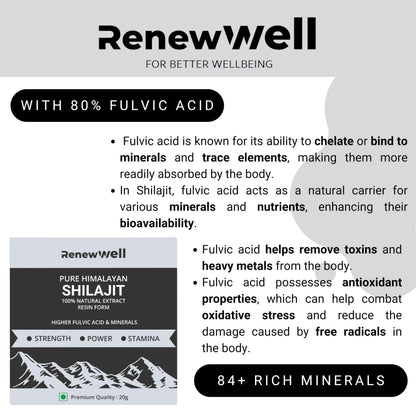 Renewwell Pure Himalayan Shilajit 20gm with Fulvic Acid & Tribulus Gokshru 1000mg Tablets | Stamina for Athletic Performance | Natural Energy Booster | Muscle Growth Pack of 2