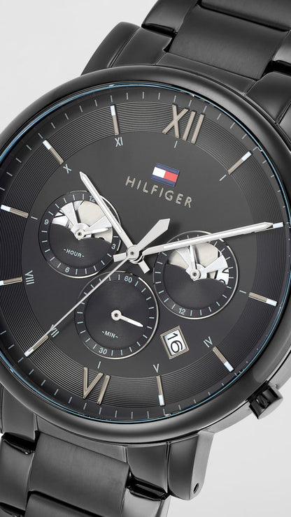 Tommy Hilfiger Analog White Dial Men's Watch, Black, (TH1710410)