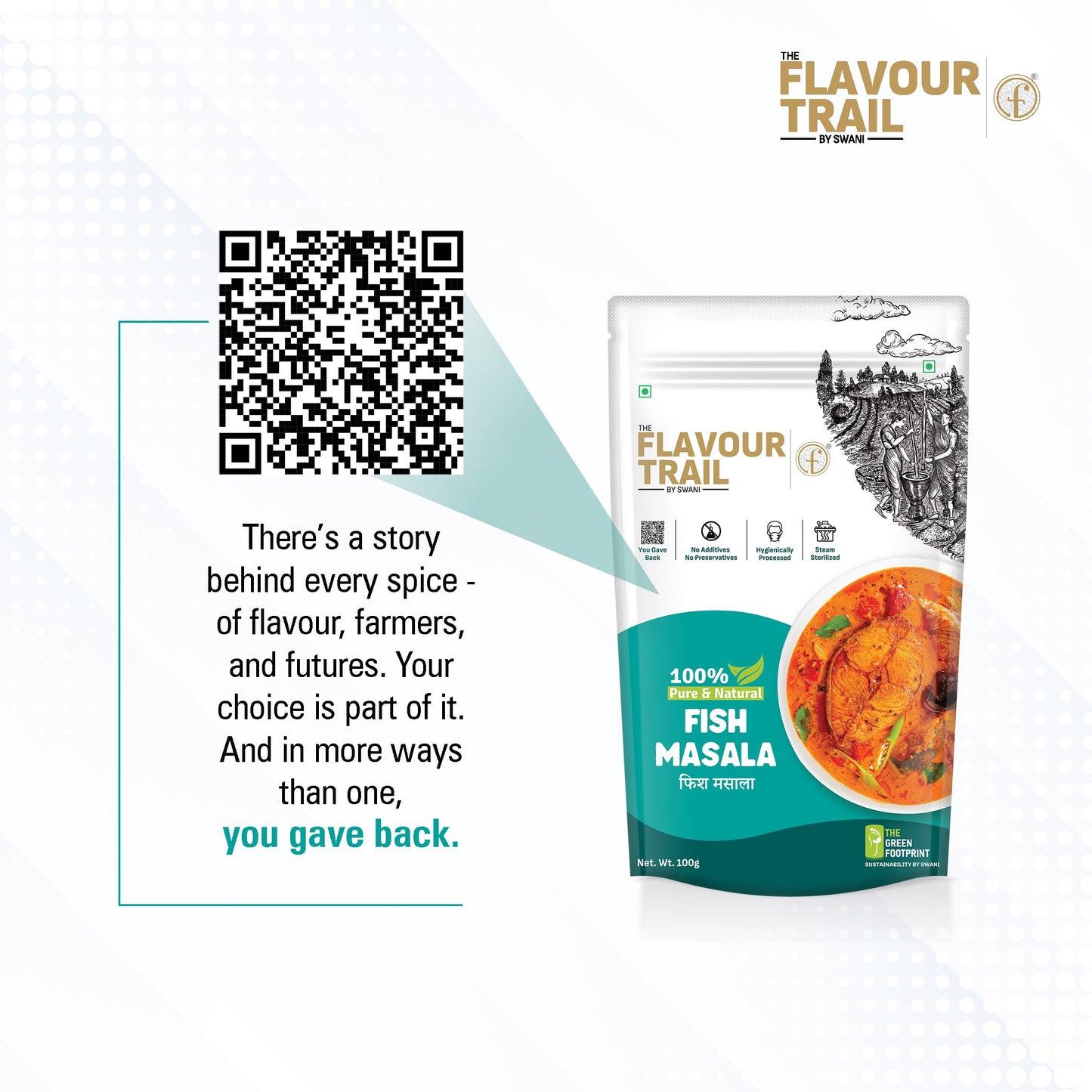 The Flavour Trail Pure & Natural Fish Masala | Perfect for Kerala, Malvani, Bengali & Tandoori Fish Dishes | Prawns Masala | Spicy & Tangy Masala for Seafood Lovers | Perfect for Fried Fish, Tandoori, & Gravy | 100g