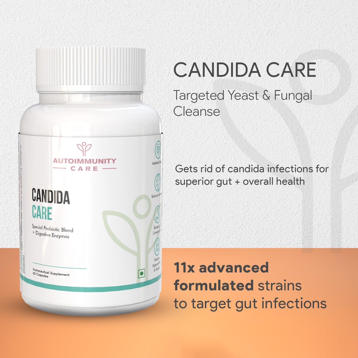 Autoimmunity Care: Candida Care - Advanced Multi-Probiotic Blend | Fights Infections, Leaky Gut, and Candida Defense | 60 Capsules