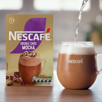 NESCAFÉ Mocha Double Chocolate Instant Coffee 7 Sachets, 100percent Responsibly Sourced Coffee Pack of 1 by febora foods