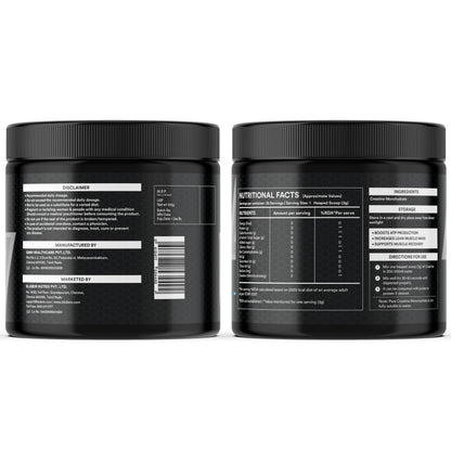Blubein Micronised Creatine Monohydrate for Men & Women | Supports Lean Muscle Growth, Faster Recovery & Cognition | Unflavoured | 100g, Pack of 1