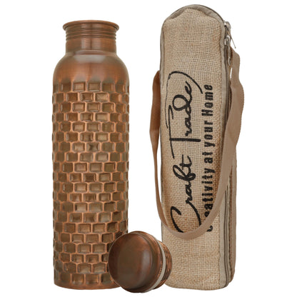 Craft Trade Pure Copper Water Bottle - Leak Proof Joint Less Ayurveda Health Benefit Water Drinking Pitcher - Antique Brick Finish - 950 ML