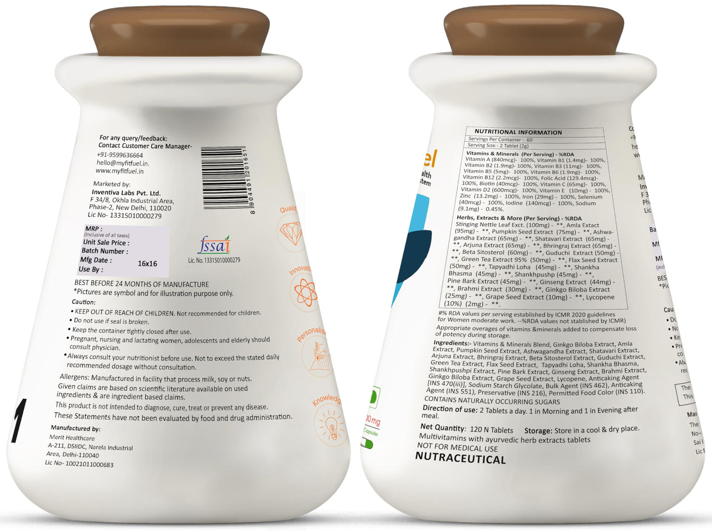 MyFiFuel Hair Vitamins with DHT blocker (120 tablets) (36 Vitamins, Mineral & Herbs) For Hair Re-Growth & Hairfall Control