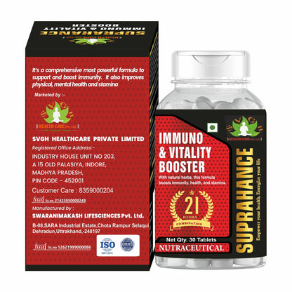 SVGH Health Care Suprahance Immuno Booster, Boost Overall Health | Immunity Booster Supplement For Immunity With Natural Ingredients For Men, Women | Immunity and Wellbeing (30 Tablets)