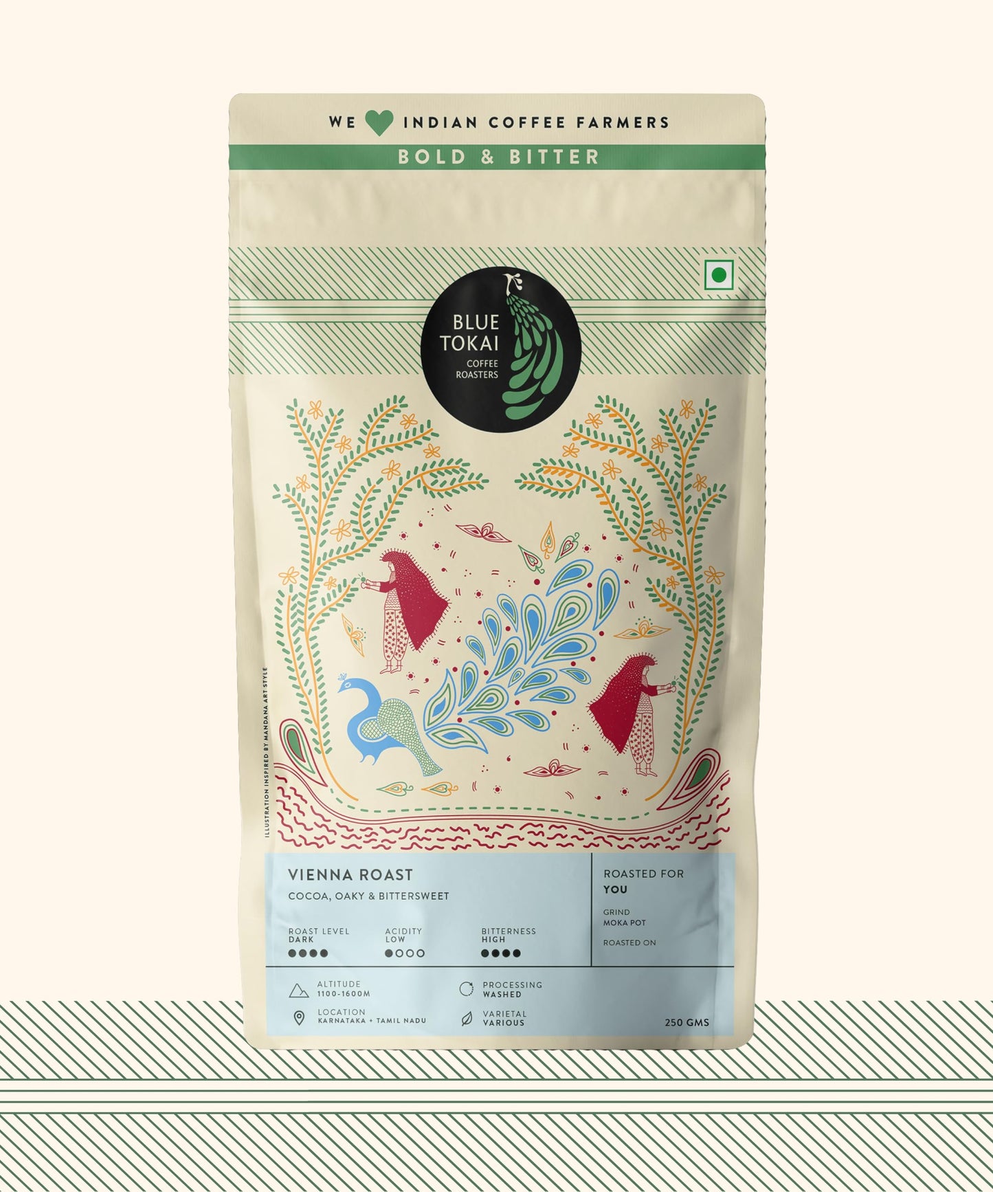 Blue Tokai Coffee Roasters Vienna Roast - Dark Roast | Moka Pot Coffee Grind 250g | Rich Taste & Aroma | 100% Arabica Beans | Specialty Coffee | Freshly Roasted Ground Coffee