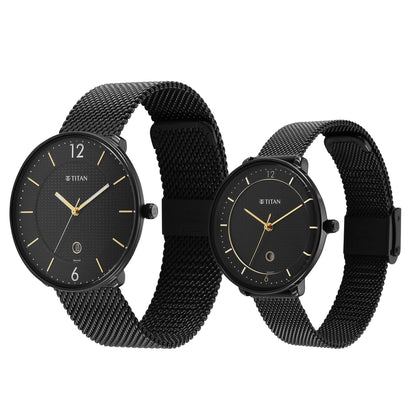 Titan Bandhan Black Dial Analog with Date Stainless Steel Strap Watch f- image 4