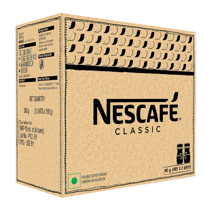 NESCAFE Classic Instant Coffee Powder | Great start to your morning | 100% Pure Coffee | 380g (2 units x 190g) Jar