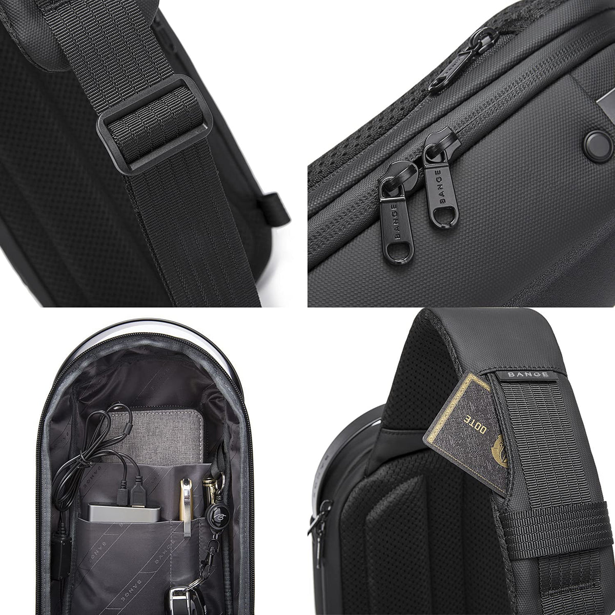 Red Lemon BANGE Waterproof TPU Unisex Travel Crossbody Sling Bag Chest Pack with USB charging (Grey)