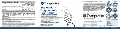Trexgenics MAGNESIUM BISGLYCINATE PURE POWDER provides a highly bioavialble form of Magnesium, No Laxative effect, added benefits of the amino acid Glycine (Pack of 1)