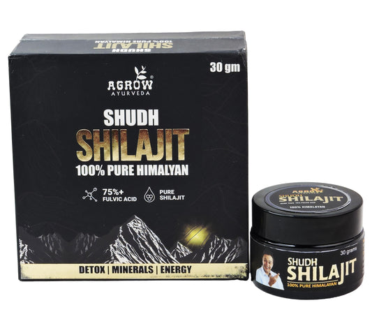 Agrow Pure Himalayan Shilajit Resin 30gm | Ayurvedic Health Supplement for Strength, Stamina, Vitality & Immunity | 100% Natural Shudh Shilajit