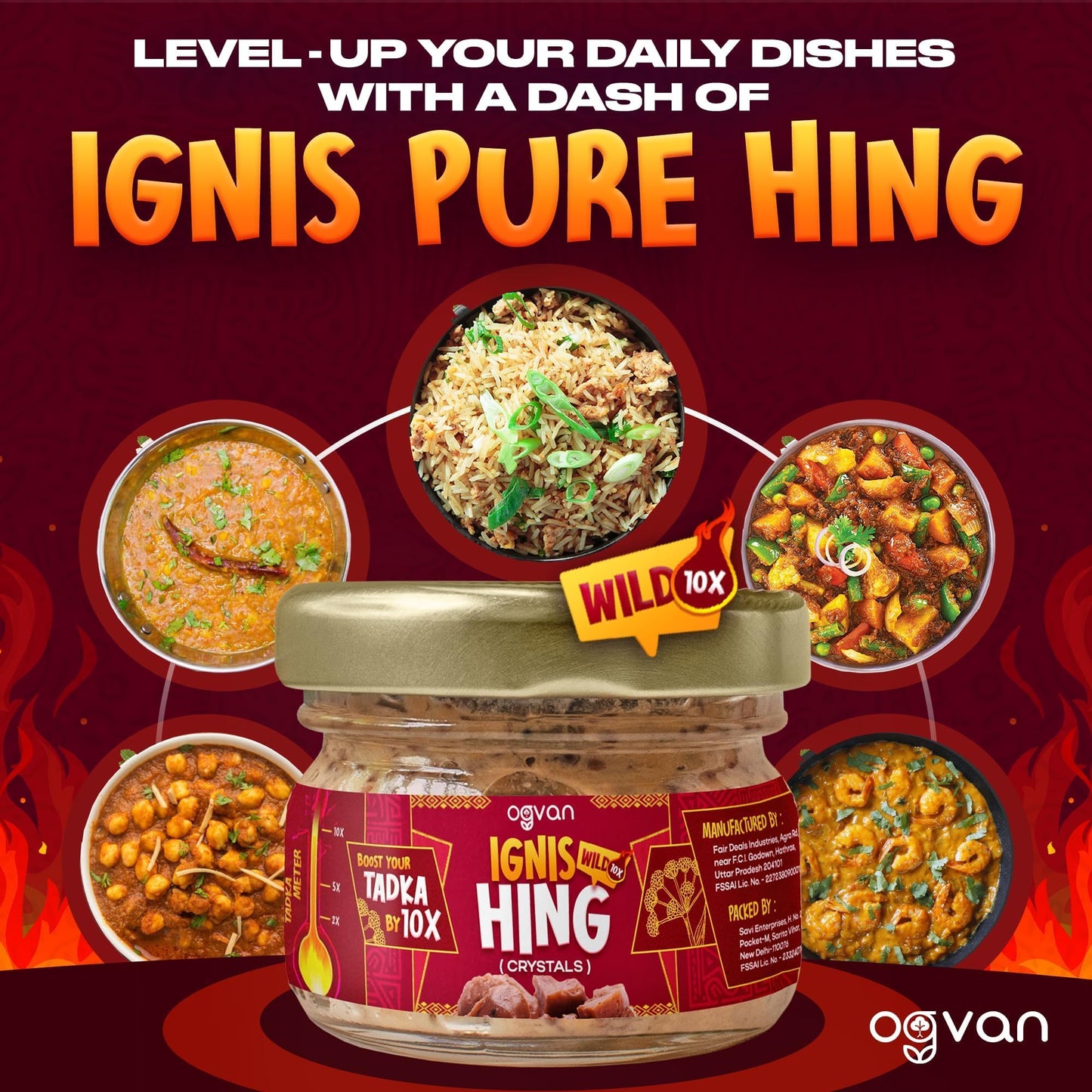 Ogvan Ignis 100% Pure Hing Granules Wild 10g| Strongest Pure Asafoetida| Lab tested Premium Hing from Hathras| Gluten-Free| No Atta| No Maida| Chemical-Free| Organic | Fresh Tazaki Nukra