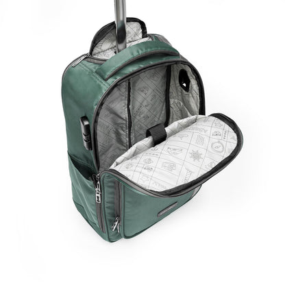 THE ASSEMBLY 3 Compartments Laptop Roller Case for Office Travel | Weekender Bag with Wheels for Men & Women- 30 Liters - One Day Travel Backpack - Metro Mod, Green