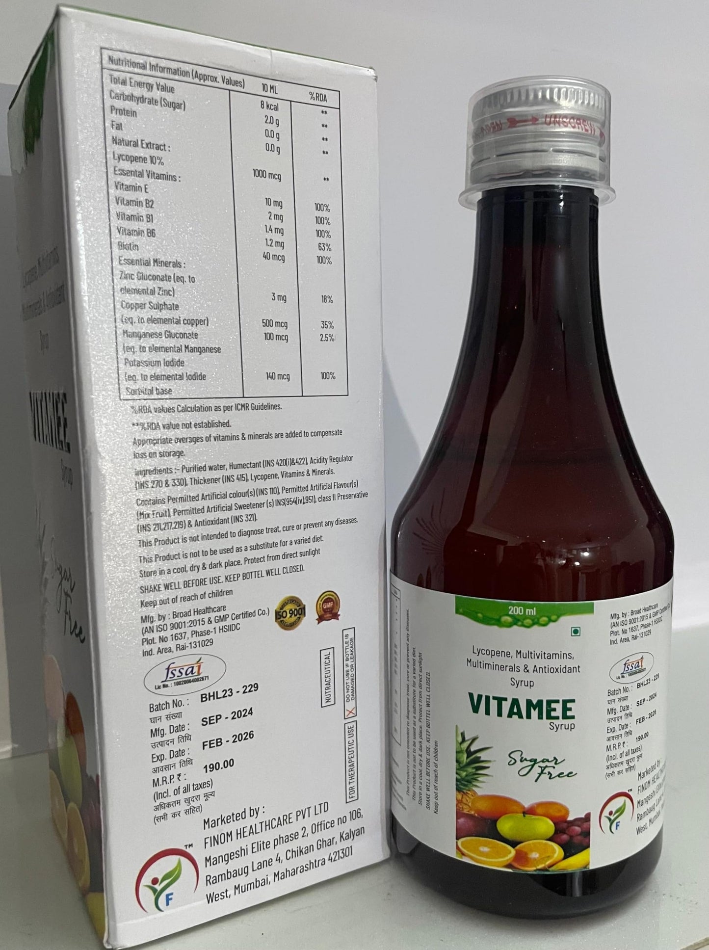 Vitamee Syrup | Sugar Free Multivitamin Syrup with Lycopene, Antioxidants, Vitamins & Minerals | Boosts Energy & Immunity | Daily Health Tonic for Adults & children's, 200 ml