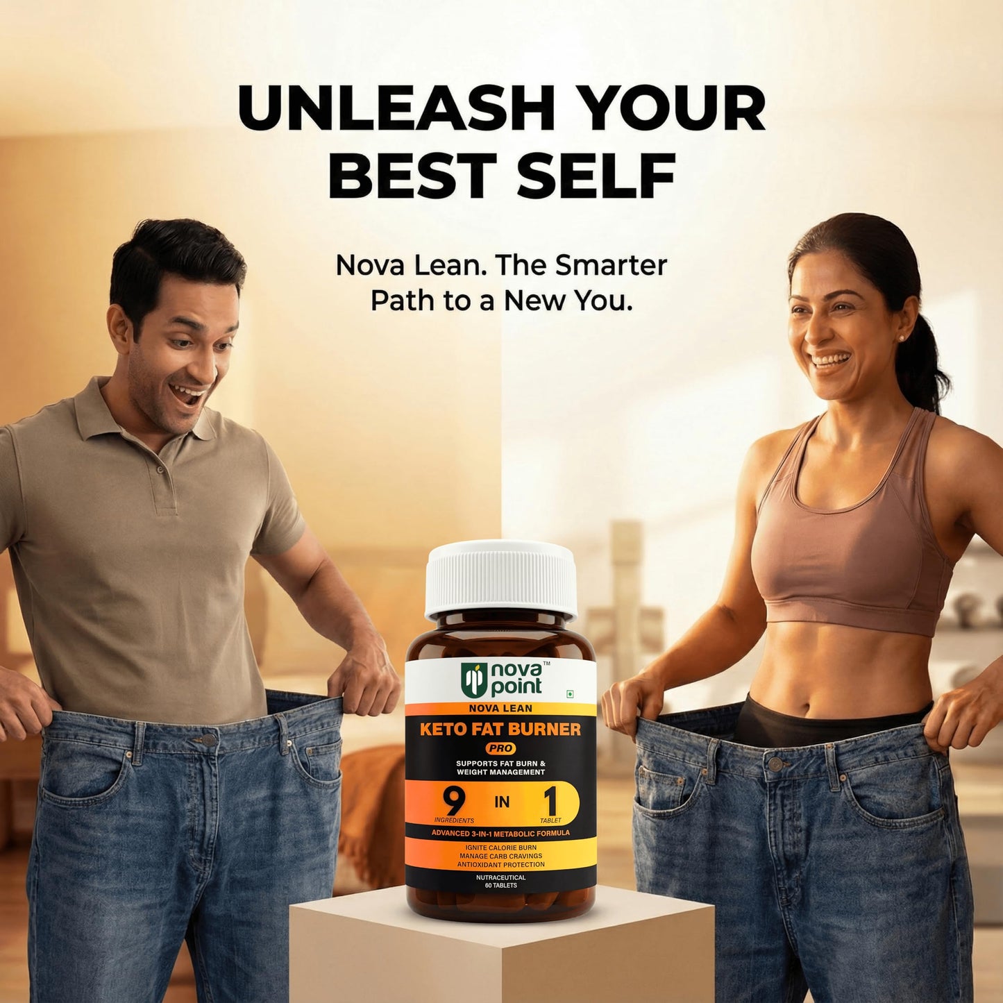 NovaPoint Keto Fat Burner Tablets for Weight Loss - Advanced Metabolism Booster & Appetite Control for Men Women - Natural Fat Burning Supplement with Green Tea Extract, Green Coffee Bean & Cinnamon with Piperine - 2 x 60 Veg Tablets