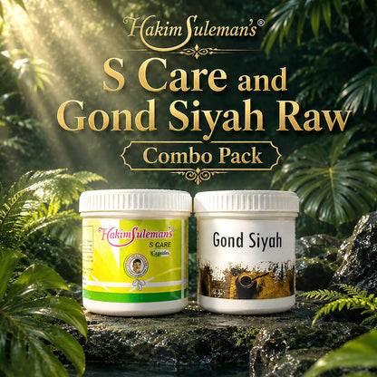 Hakim Suleman's S Care and Gond Siyah Raw Combo Pack | Everyday Wellness Essentials | Convenient Herbal Pair