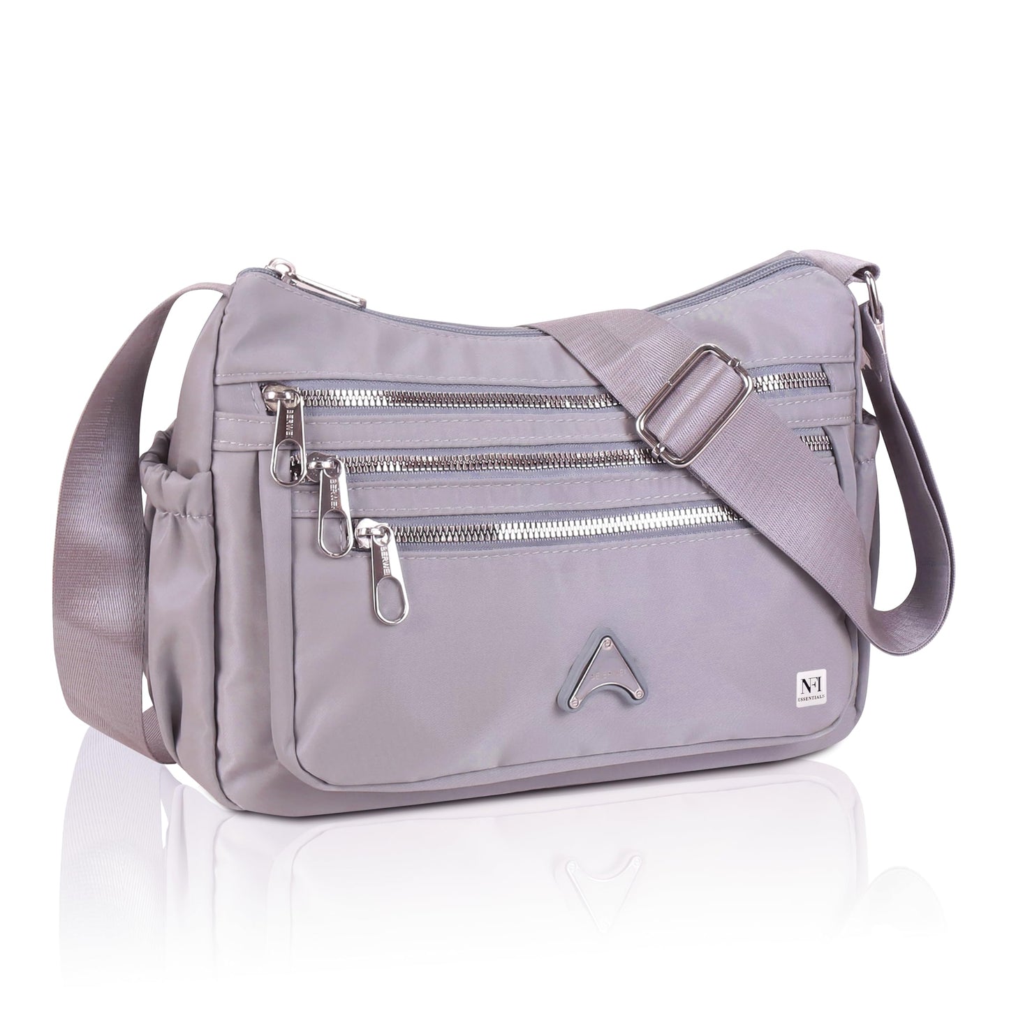 NFI essentials Crossbody Bag for Women, Multi-Layer Stylish Sling Bag for Girls, Nylon Shoulder Bag Purse for Ladies, Multi Pocket Travel Massenger Bag for Woman Latest (Pink)