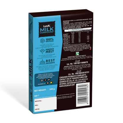 LuvIt. Cocoa Crush - Milk Compound Bars | Perfect for Baking, Frosting, Chocolate Making | 500g