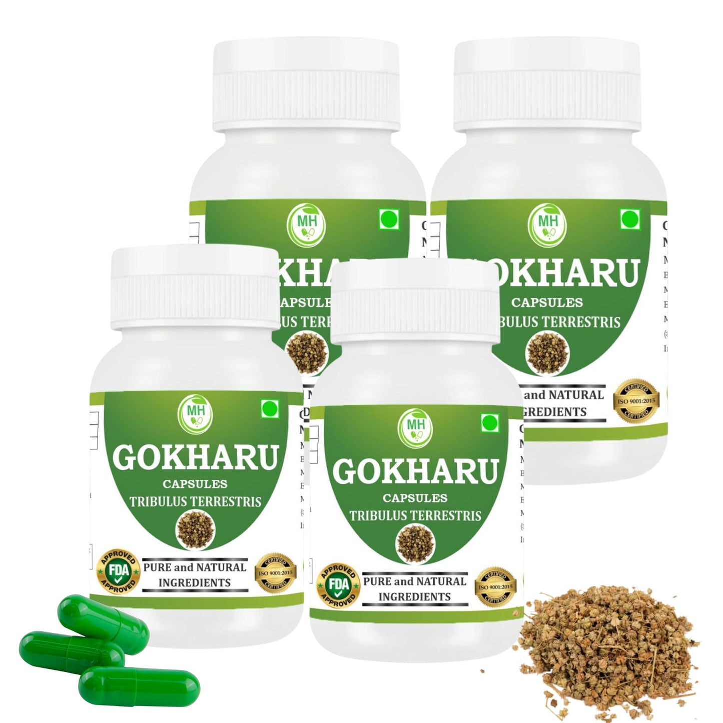 MORSAN HEALTHCARE | Gokharu Capsules 500mg – 60 Count | 1 Pack | Vegetarian | Plant-Based | Herbal Supplement | No Artificial Additives | Gluten Free | Organic | Tribulus terrestris |