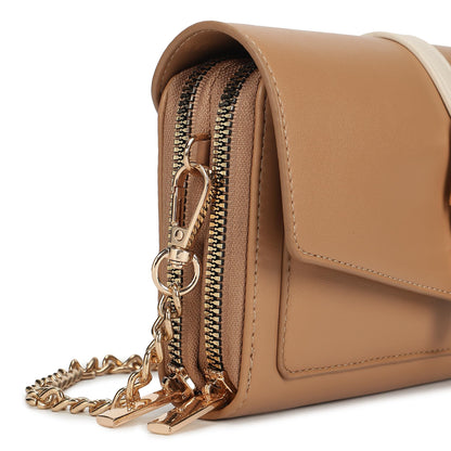Fastrack Buckle Belle Sling | Faux-Leather Women’s Handbag | Buckle-Detail Flap, Two Compartments, Card Slots, Zipper Pocket & Chain Strap